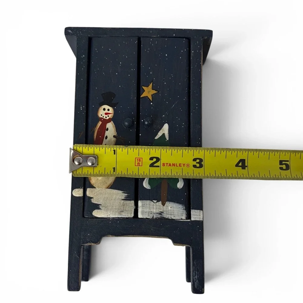 Vintage Miniature Cabinet‎ Primitive Folk Art Snowman Dollhouse Furniture Decor